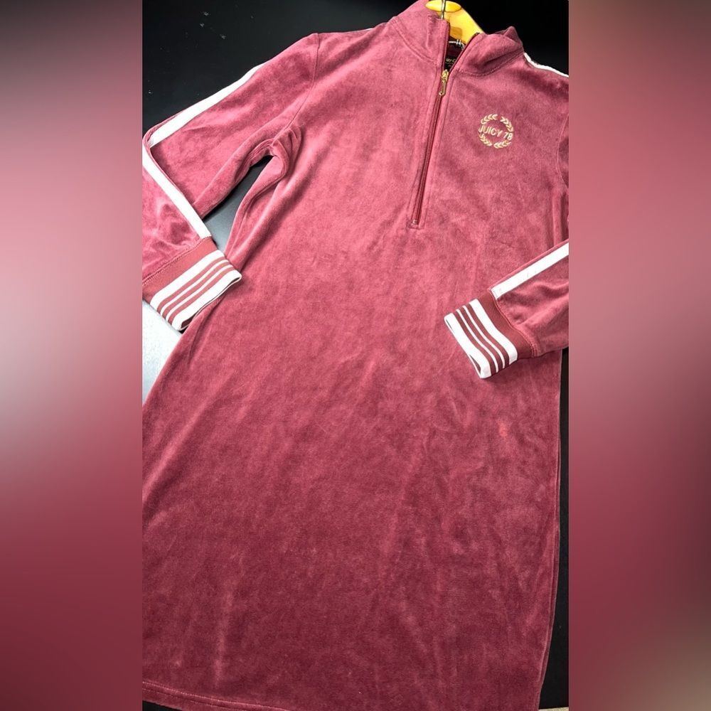 Juicy Couture Black Label y2k Burgundy velour sporty heritage dress Size S EUC